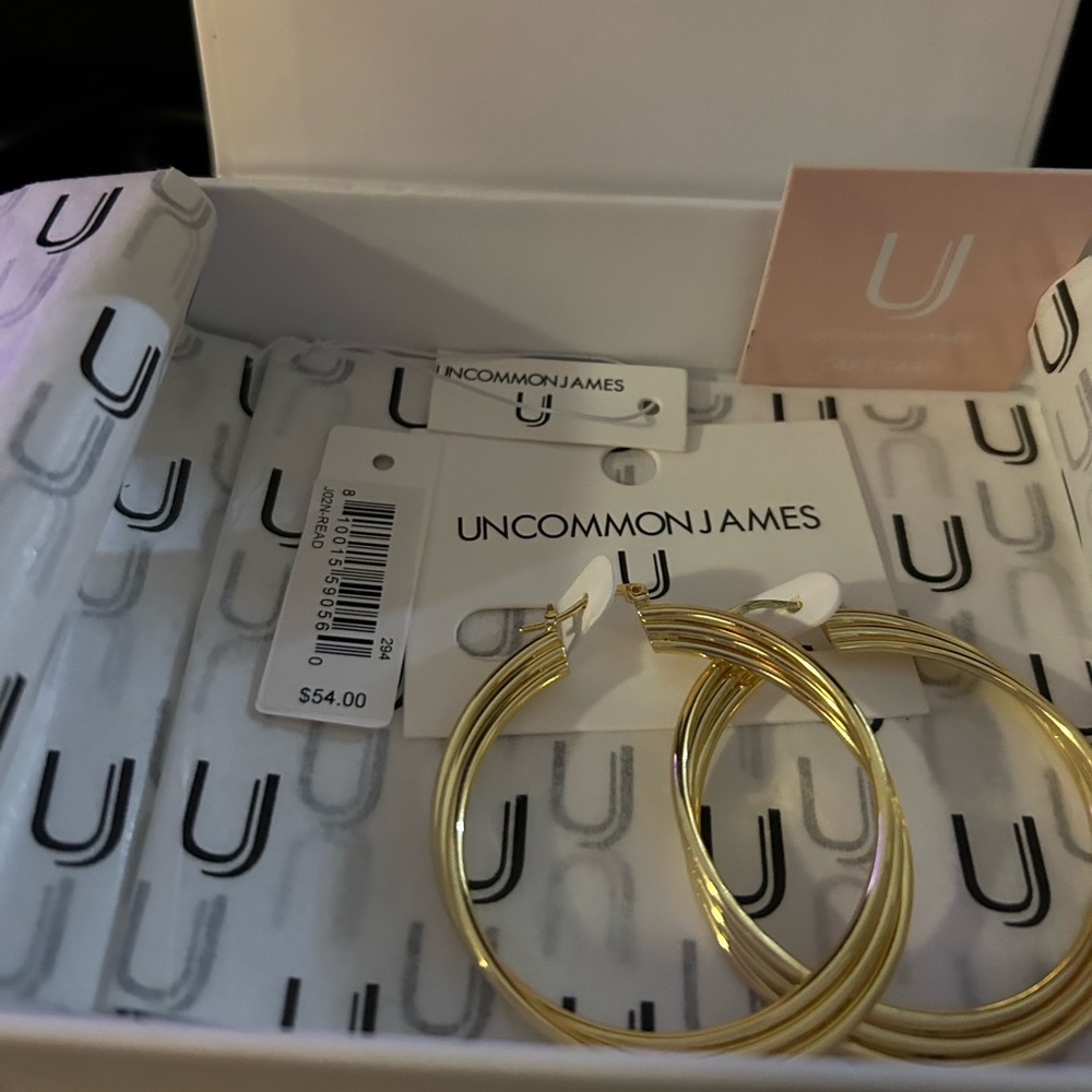 Uncommon James gold hoop earrings, brand new
